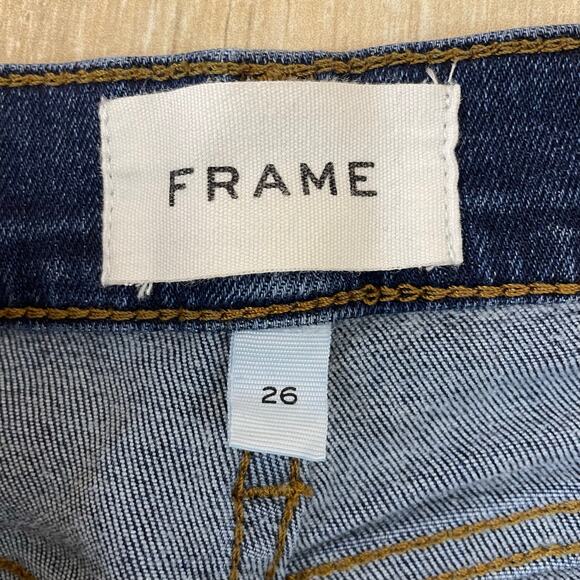 FRAME Le High Straight Jeans Women’s Size 26 Blue High Rise Cropped Hemmed Denim - Picture 6 of 9